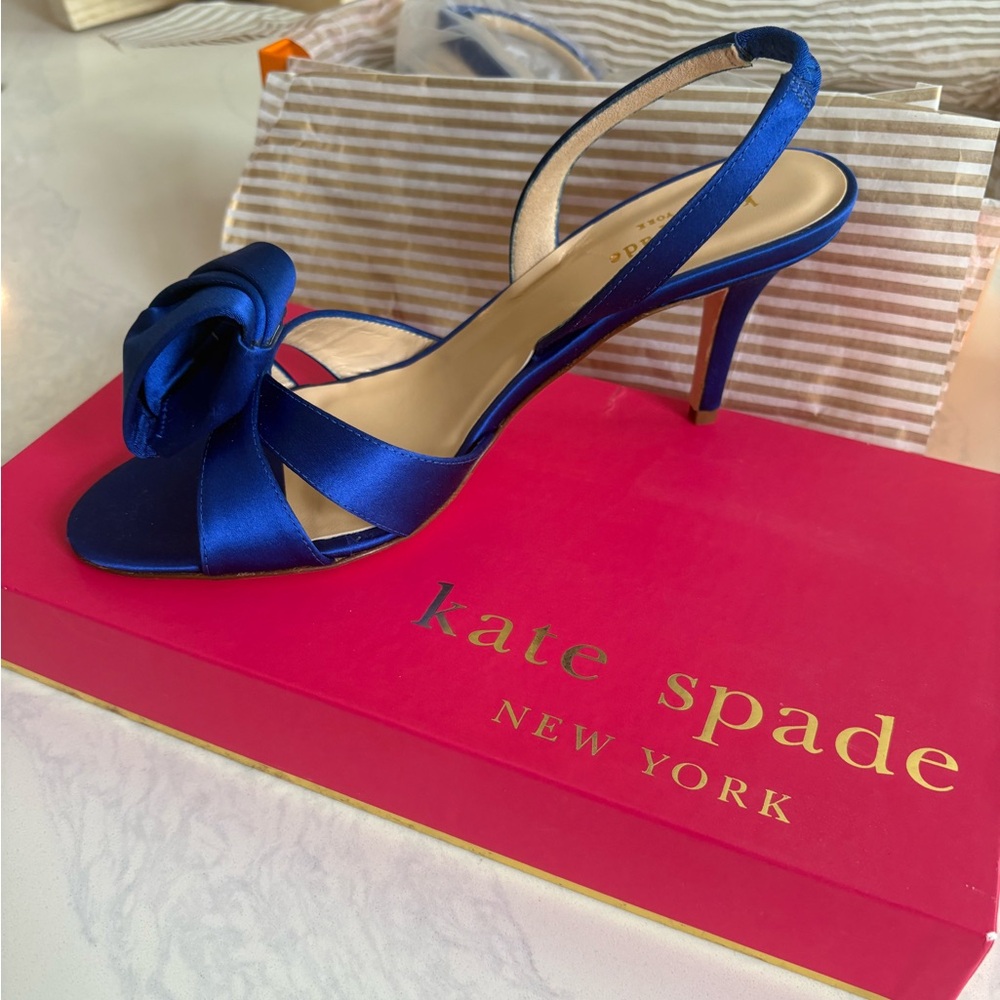 NIB Kate Spade Cobalt Satin Heels (women’s sz 8)